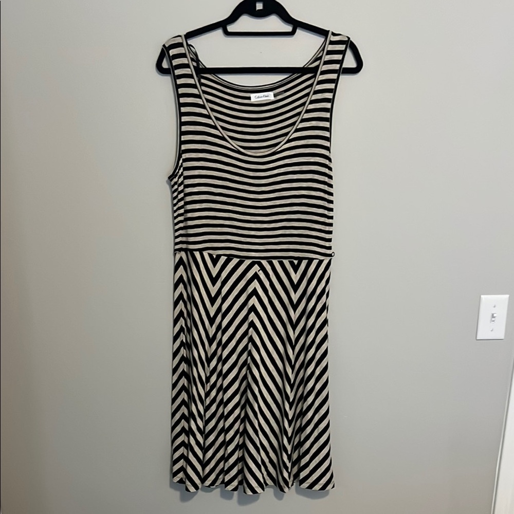 Calvin Klein Striped Black and White Dress